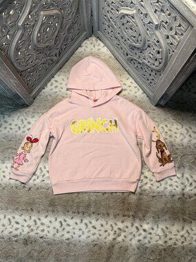 The Grinch pink sparkly hoodie girls 5T Christmas holiday winter school preppy